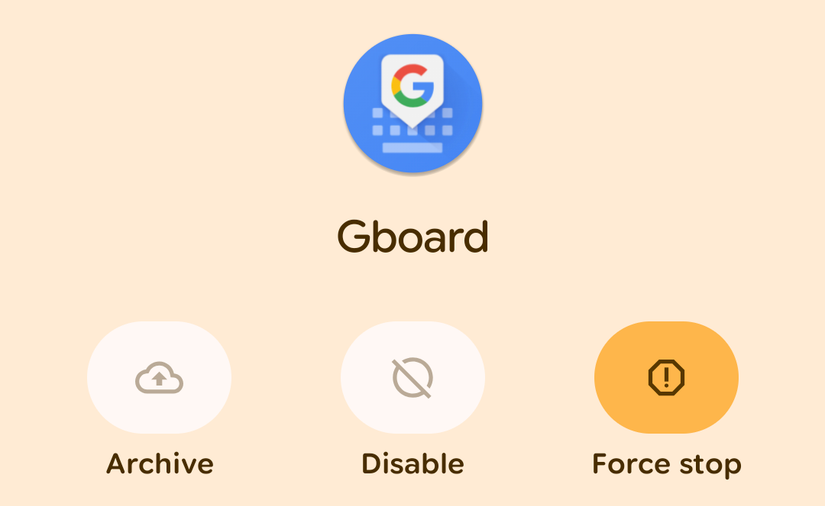 The Disable option on an Android app.