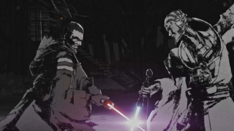 The Ronin and the Jedi Grand Master clash in a lightsaber duel on 