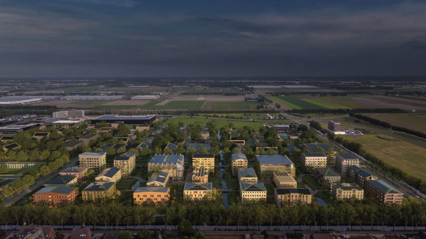 Aerial view of The Erven housing by White Arkitekter