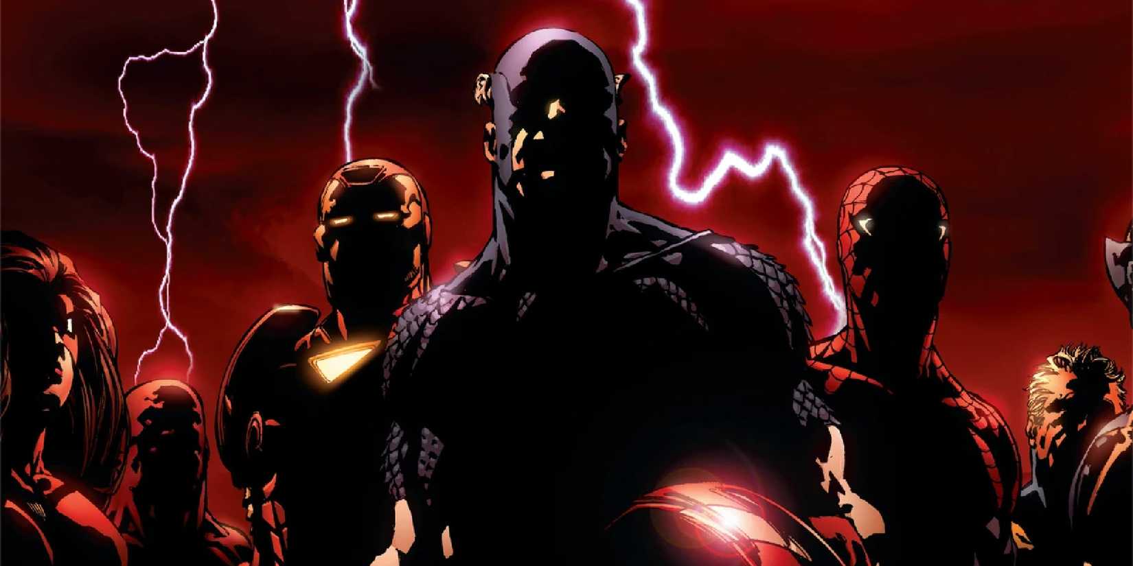 The heroes stand in shadow in The New Avengers #1 cover