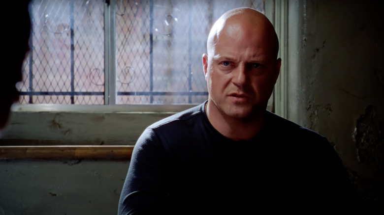 Vic Mackey (Michael Chiklis) interrogates a suspect in The Shield