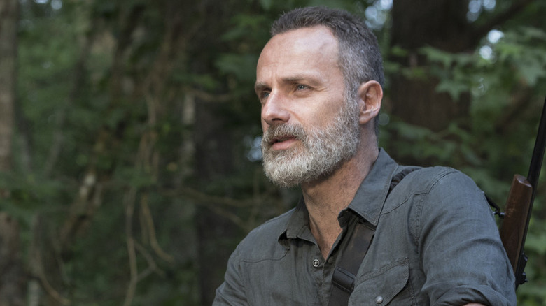 Rick Grimes (Andrew Lincoln) sits pensively in The Walking Dead
