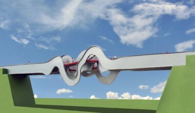 This Footbridge Has 3 Paths That Rise and Fall Through Steel Waves