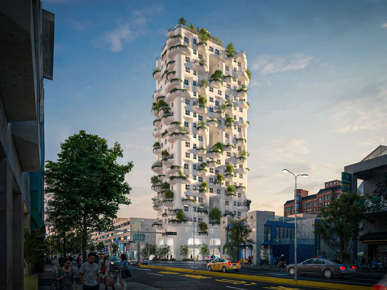This 21-Story Tower Has 104 Green Balconies Inspired by Gaudí