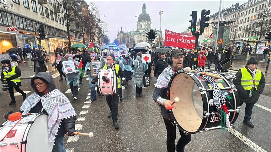 Hundreds rally in Stockholm to protest Israel's ceasefire violations in Gaza