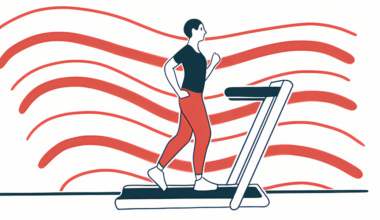 A person walks on a treadmill.