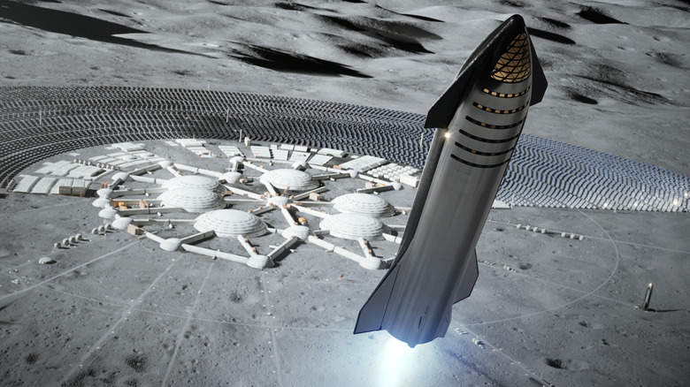 Concept art of the modified Artemis Starship landing on the moon