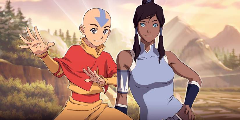 Aang from Avatar: The Last Airbender and Korra from Legend of Korra