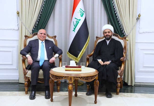 Al-Khazali’s meeting with Foreign Minister Hussein (Qais al-Khazali’s X account, December 1, 2025)