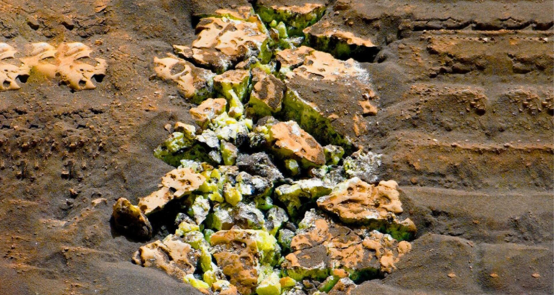 Yellow Crystals That Were Revealed After Nasa's Curiosity Happened To Drive Over A Rock And Crack It Open