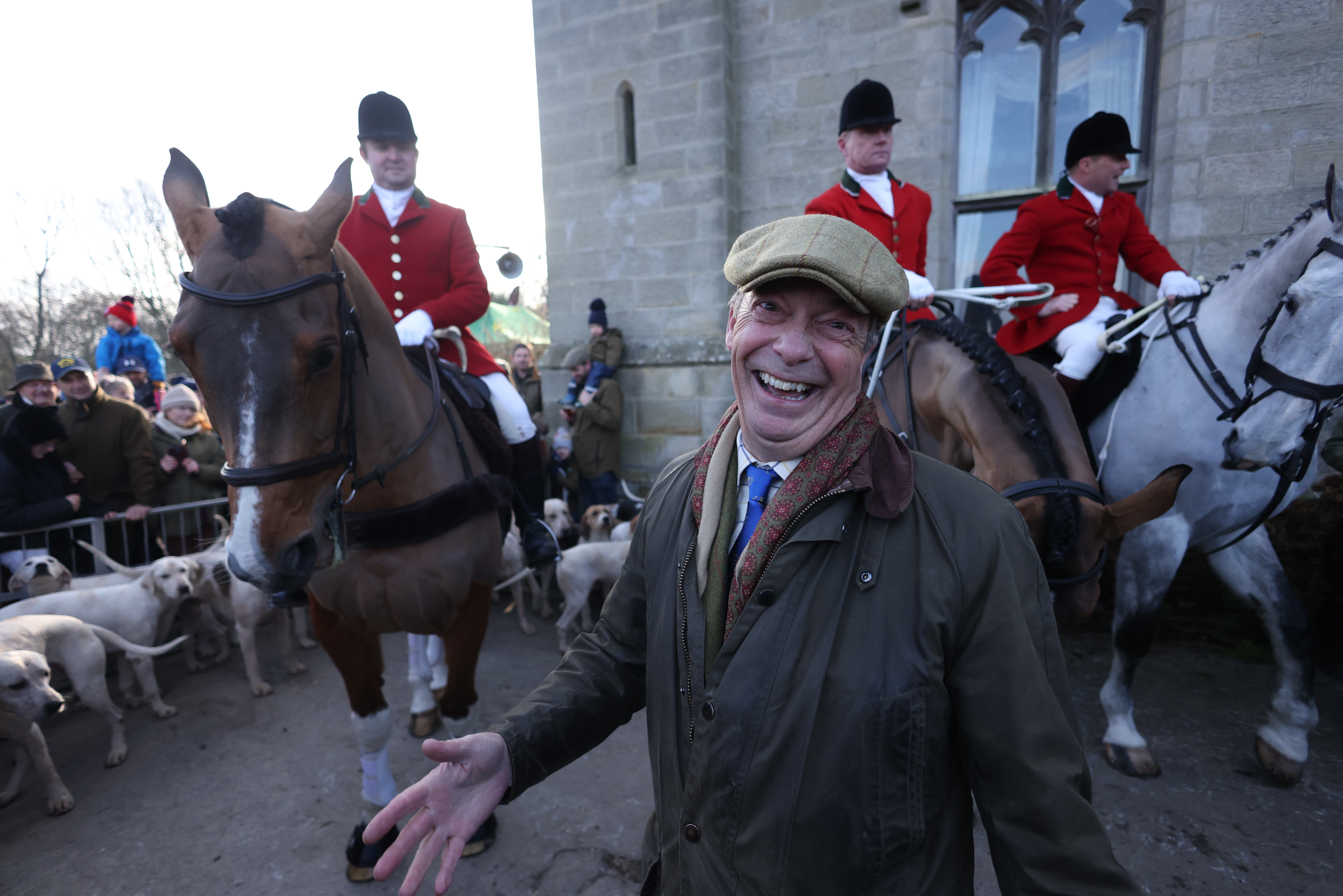Nigel Farage at the Boxing Day Hunt annual meet in Chiddingstone.
