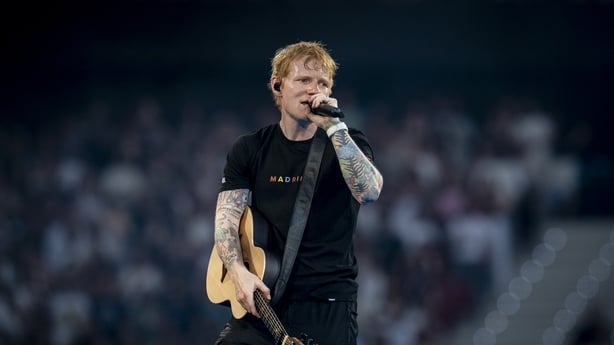 MADRID, SPAIN - MAY 30: Singer Ed Sheeran during his concert at the Riyadh Air Metropolitano on May 30, 2025, in Madrid, Spain. Ed Sheeran has sold out his two concerts in Madrid, today, May 30, and tomorrow, May 31, bringing together 140,000 people and breaking records at the Metropolitano Stadium.