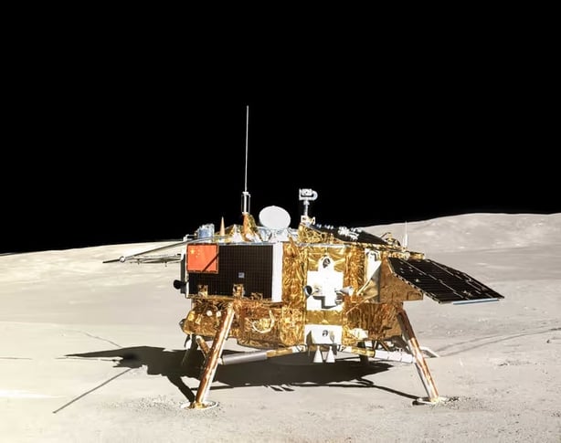 China's Chang'e-7 unmanned space probe to the south lunar pole carrying a lunar rover and hopper. 