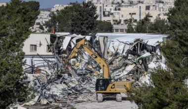 Genocidal Israel has demolished UN agency headquarters.