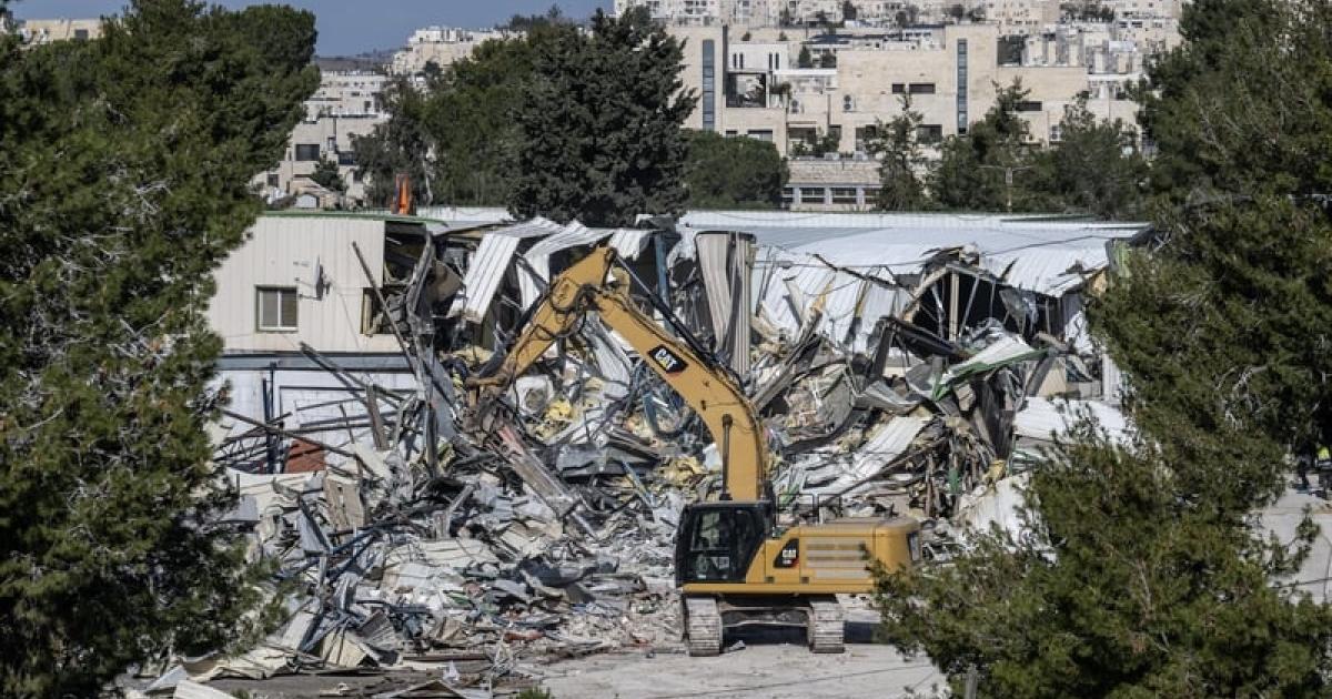 Genocidal Israel has demolished UN agency headquarters.