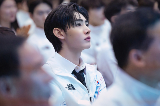 Enhypen's Sunghoon at the Korean national team send-off ceremony for the 2026 Milano Cortina Winter Olympics on Jan. 23. [BELIFT LAB]
