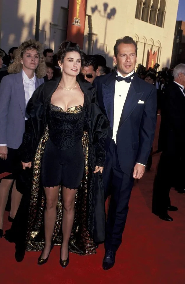 Getty Demi Moore with Bruce Willis at the 1989 Oscars.