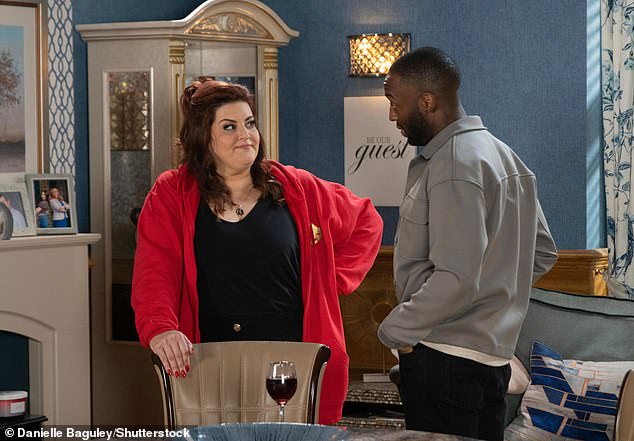 Jodie,46, who now plays George Shuttleworth's sister Glenda in Coronation Street, had a different fate (pictured on the soap with Ryan Russell)