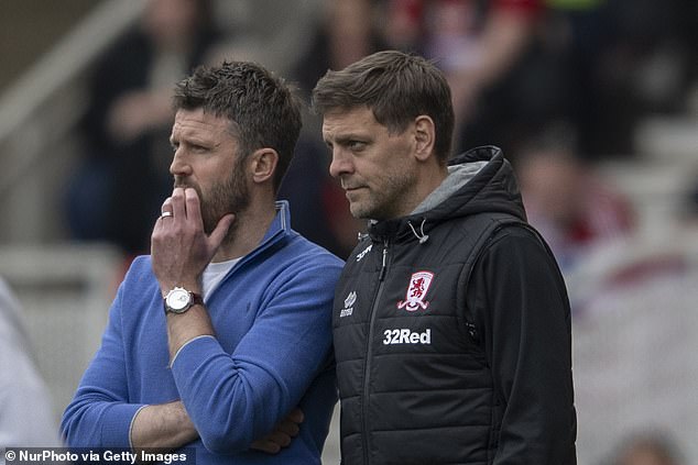 Carrick and Jonathan Woodgate (right) are pictured while working together at Middlesbrough