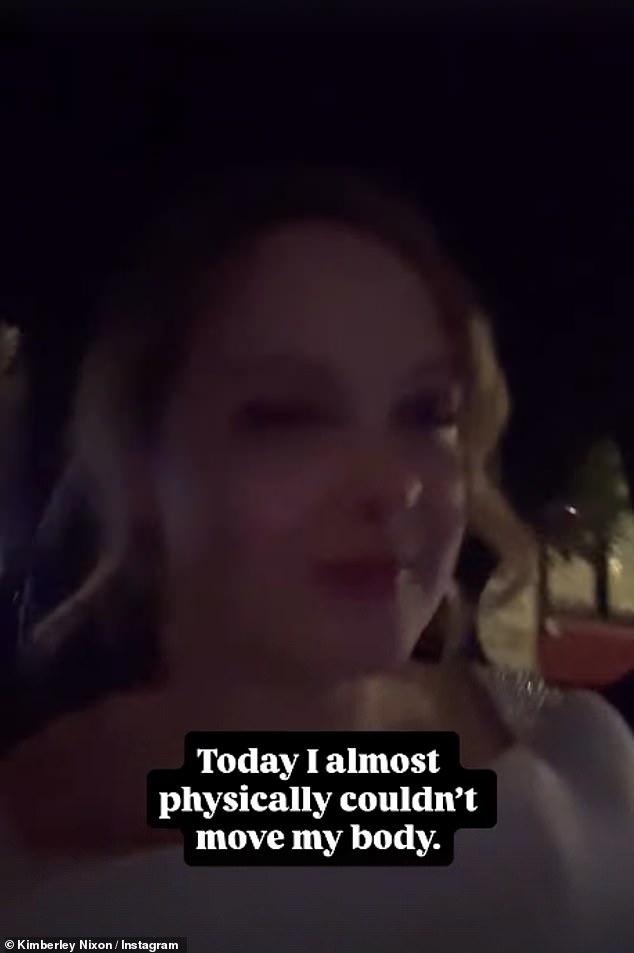 She wrote in an accompanying Instagram story: 'I almost physically couldn't move my body'
