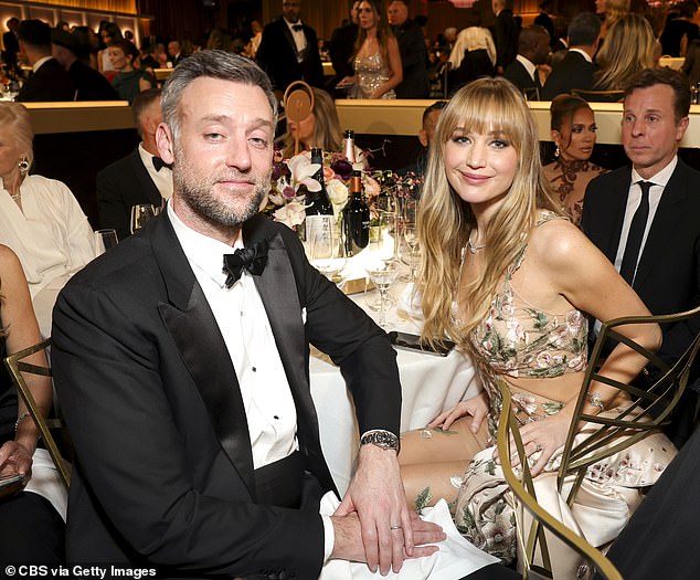 The mom of two shares her kids with husband Cooke Maroney; pictured at the Golden Globes on January 11