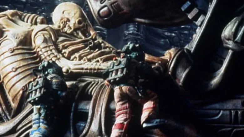 The Nostromo crew climbing to look at the Space Jockey in Alien