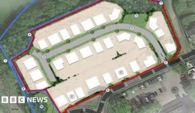An aerial image showing the outline of a new housing estate planned for Halifax