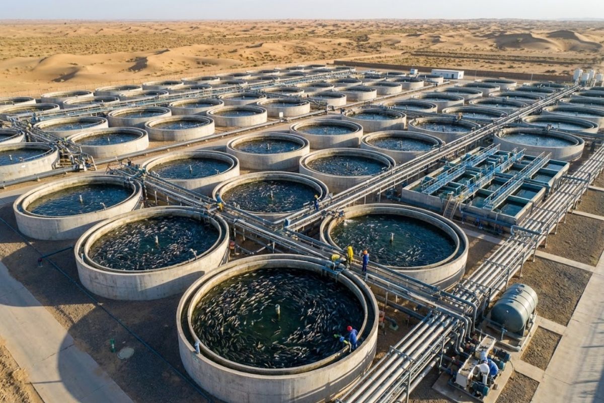 Aquaculture tanks in Xinjiang