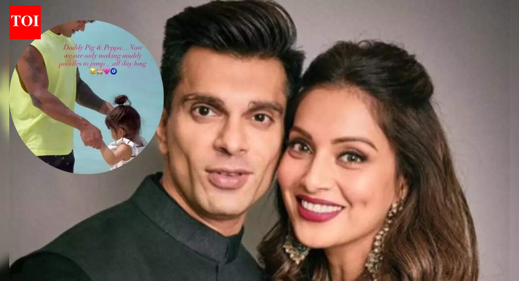 'Daddy Pig & Peppa': Bipasha Basu captures Karan Singh Grover and Devi 'making muddy puddles' while vacationing at Maldives |