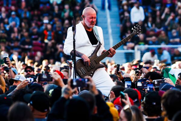 Bassist Sam Rivers of Limp Bizkit performs a show at Levi's Stadium in Santa Clara, Calif. on June 20, 2025. (Yalonda M. James/San Francisco Chronicle via AP, File)