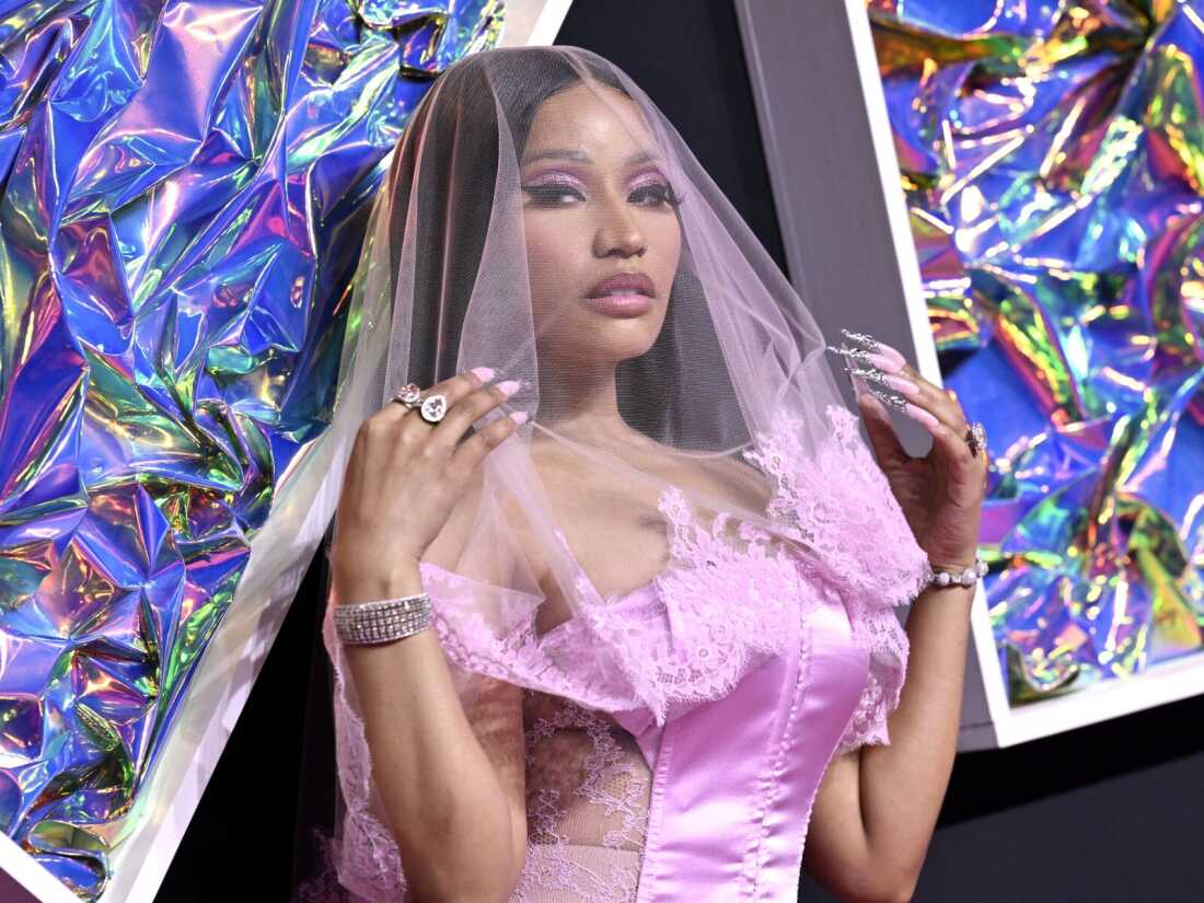 Nicki Minaj arrives at the MTV Video Music Awards on Sept. 12, 2023, at the Prudential Center in Newark, N.J. Rapper Nicki Minaj says bags were searched on way out of Netherlands. (Photo by Evan Agostini/Invision/AP, File)