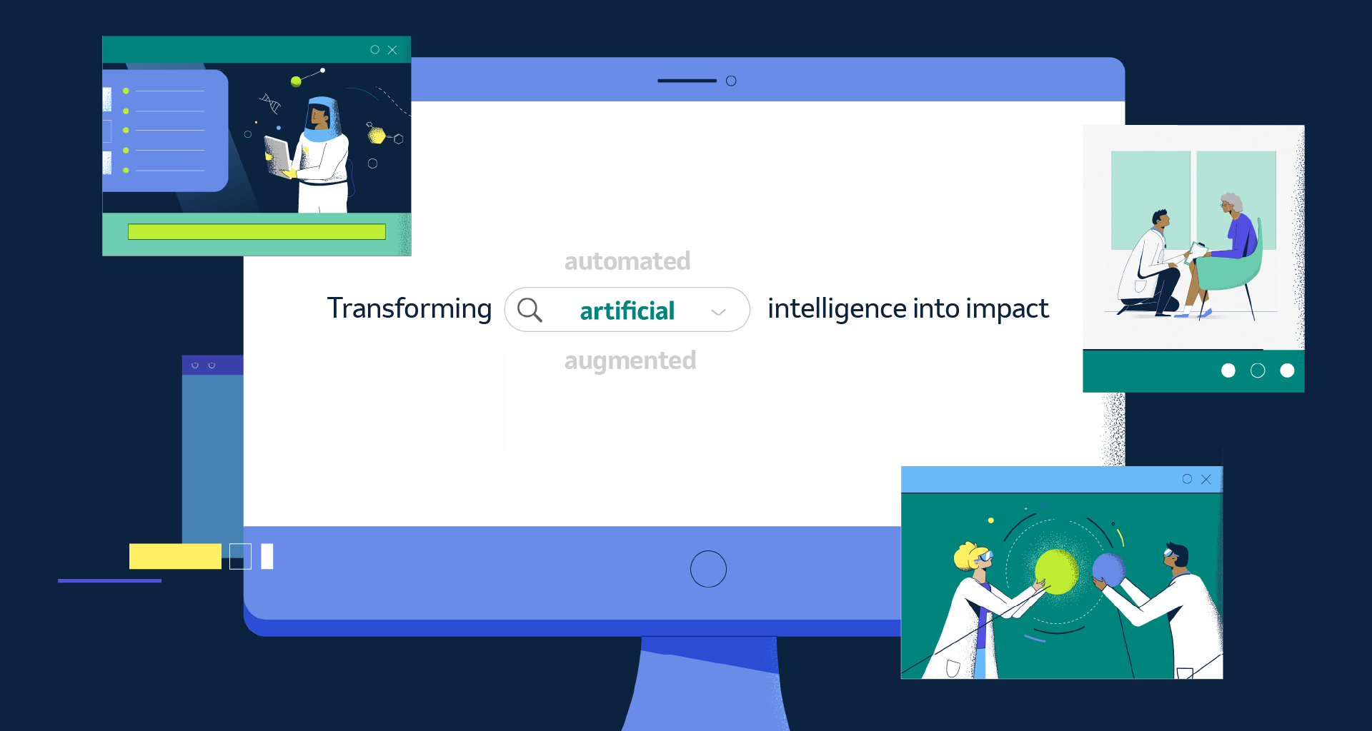 illustration of a computer screen with the words