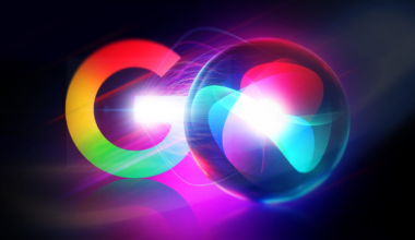 The Google logo and Apple's Siri logo together.