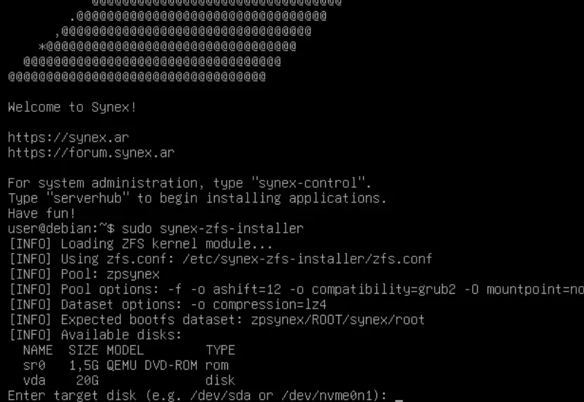 Synex ZFS installer