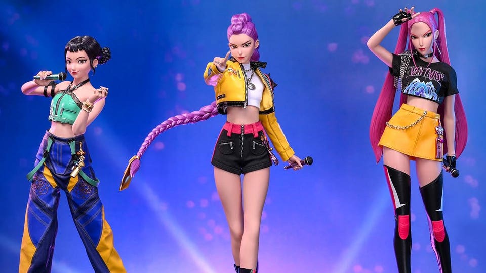 Hot Toys collectible figures of Zoey, Rumi and Mira from "KPop Demon Hunters."