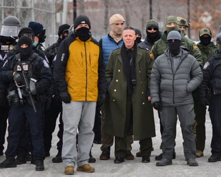 ‘Commander at large’ Gregory Bovino flanked by US federal agents in Minneapolis earlier this month.