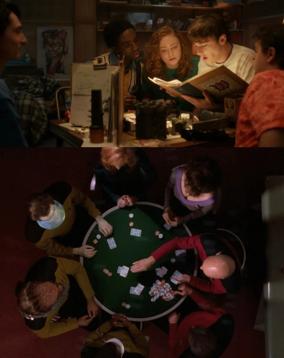 (Top) The final sequence from Stranger Things (Bottom) The final scene from Star Trek: The Next Generation