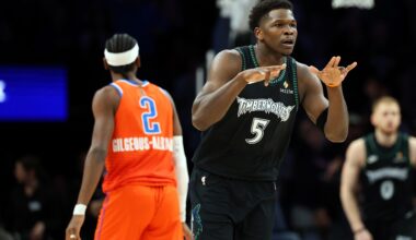 Timberwolves hit 22 3-pointers, coast to 123-111 win over Thunder - NBA