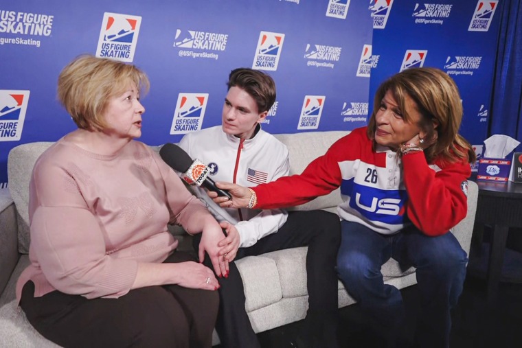 Hoda Kotb speaks to Greta Bogdan and Maxim Naumov on NBC's "TODAY" show.