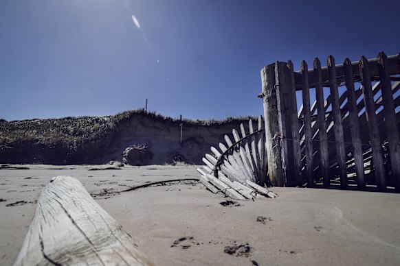 Damage caused by coastal erosion at Port Fairy. 