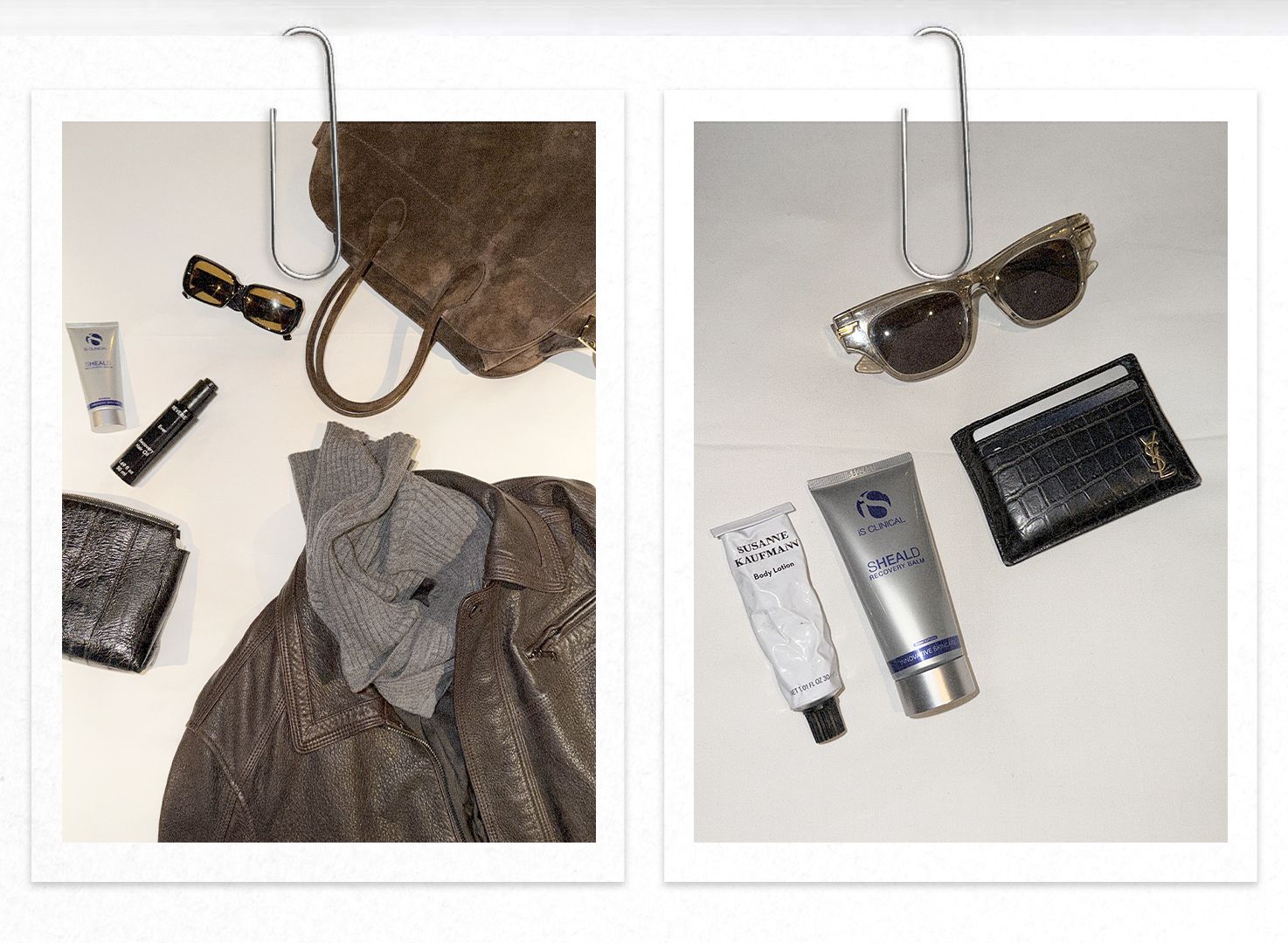 Image may contain Clothing Coat Jacket Accessories Bag Handbag Bottle and Glasses