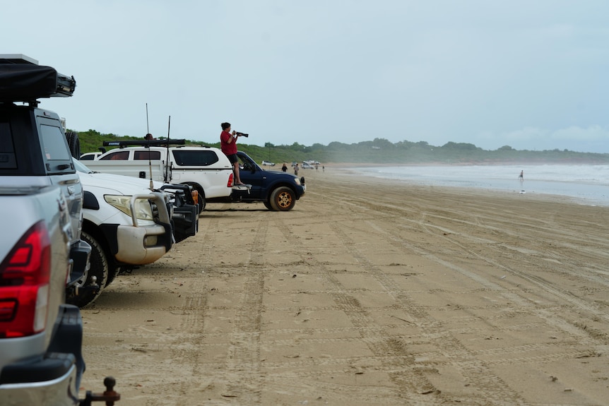 cars on the beach.