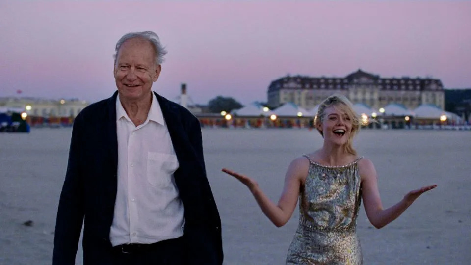 Stellan Skarsgård and Elle Fanning in "Sentimental Value." - Courtesy NEON