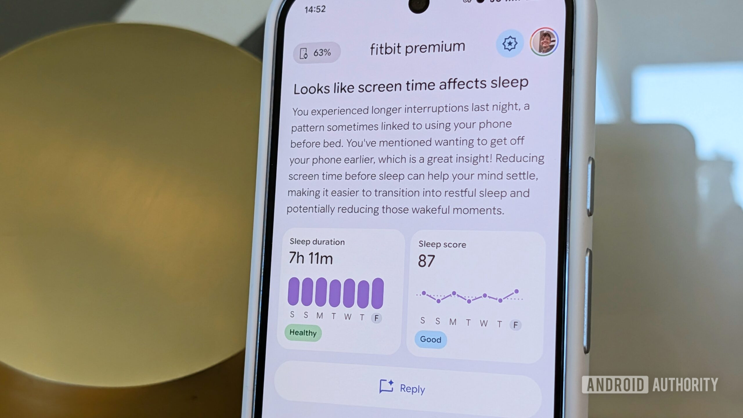 Google Fitbit Sleep Data screen
