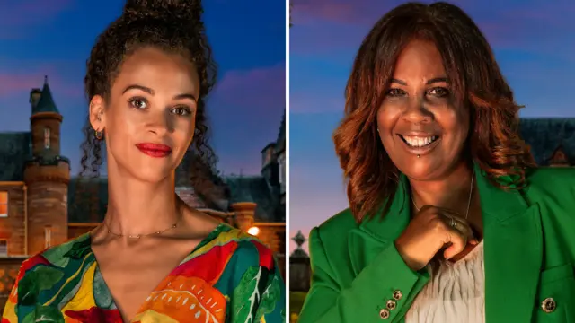 Roxy and Judy pictured in front of Ardross Castle