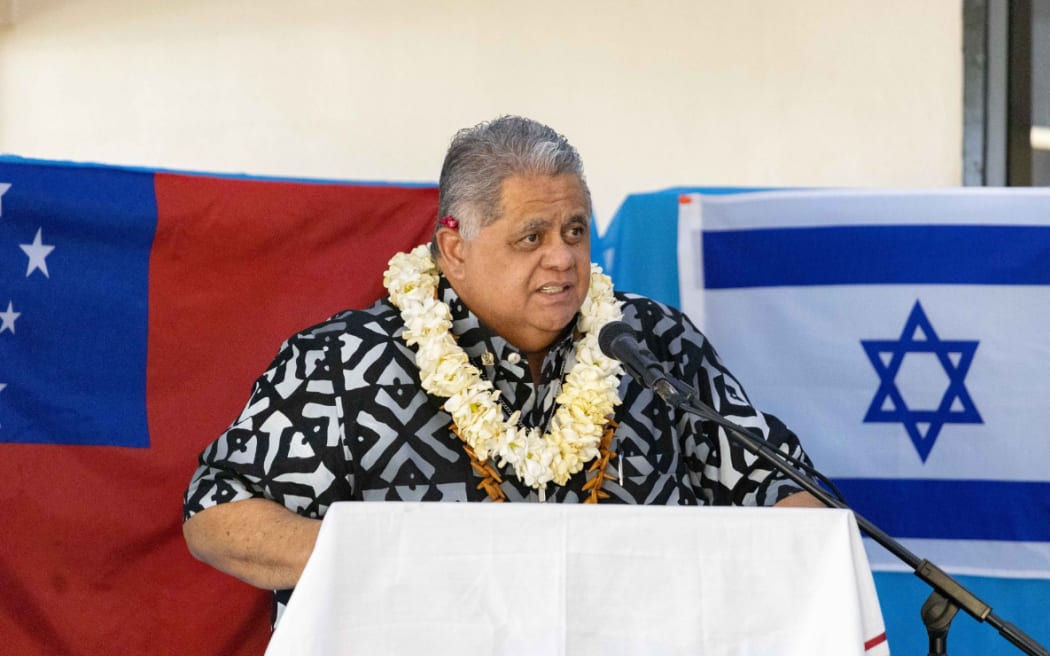 Laaulialemalietoa Polataivao Schmidt speaking at a gathering of the Sāmoa branch of the International Christian Embassy Jerusalem in Apia, Sāmoa. January 6, 2025.