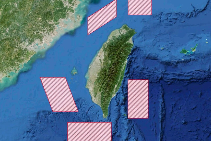 An image showing Taiwan surrounded.