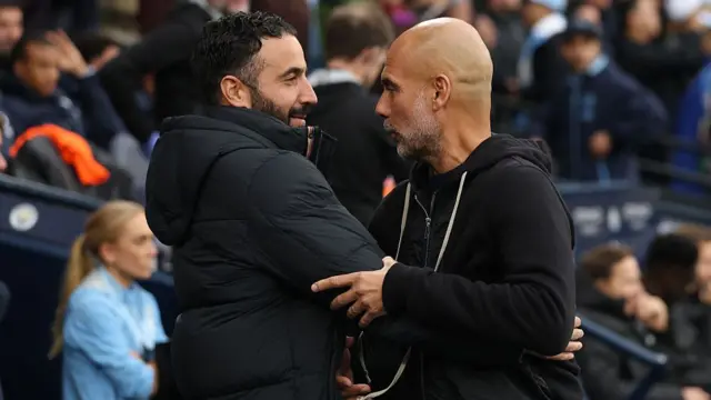 Ruben Amorim embraces Pep Guardiola