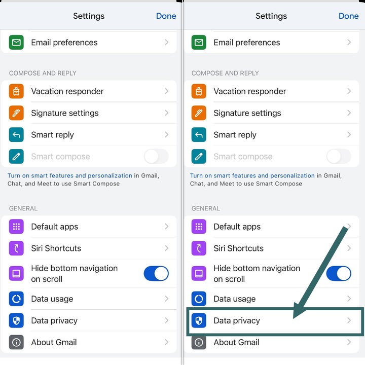On mobile, find the "data privacy" in your settings menu to access the opt-out options.