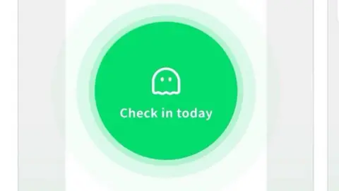 Screenshot/Moonshot Technologies A green button with the words Check in today written inside  